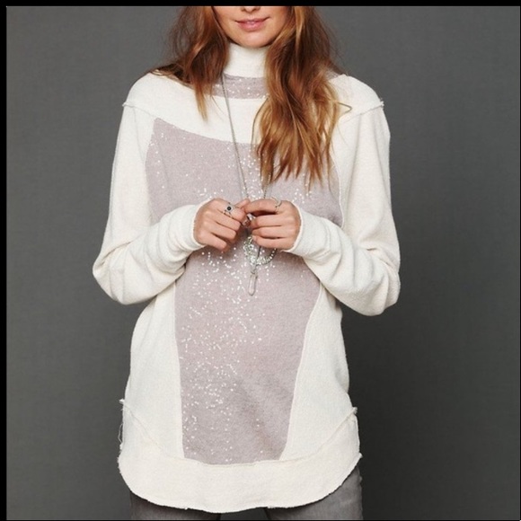 Free People Sweaters - Free People Swash Sequin Hooded Pullover Sweater